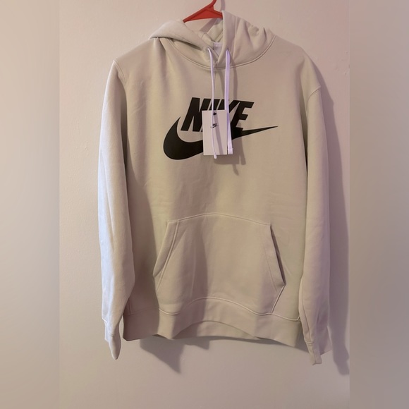 Brand New Large Nike Hoodie. (NWT)! Cream colored, with a black Nike swoosh. - Picture 1 of 8